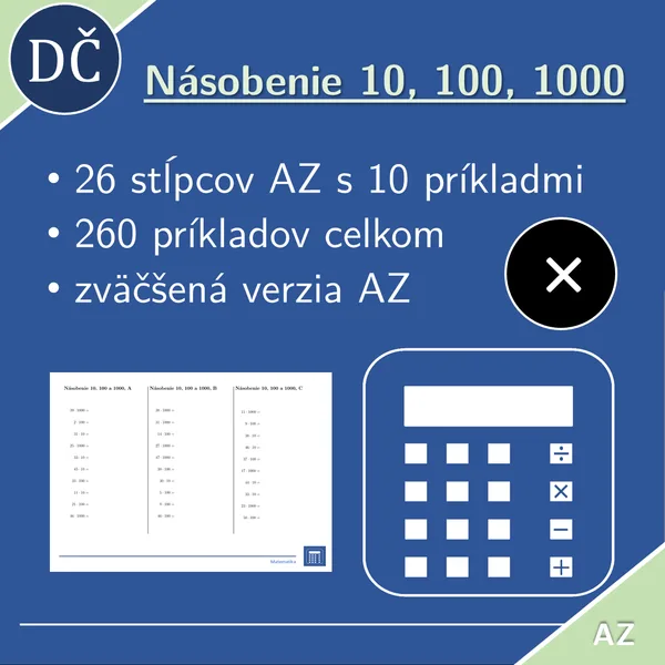 Násobenie 10, 100 a 1000 | matematika | 26 stĺpcov 