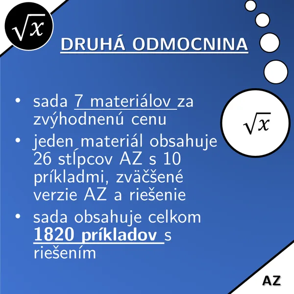 Druhá odmocnina | matematika | zvýhodnená sada