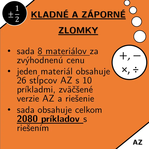 Kladné a záporné zlomky | matematika | zvýhodnená sada