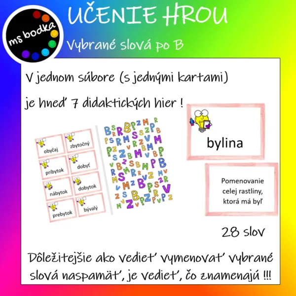 VYBRANÉ SLOVÁ po B - didaktické aktivity