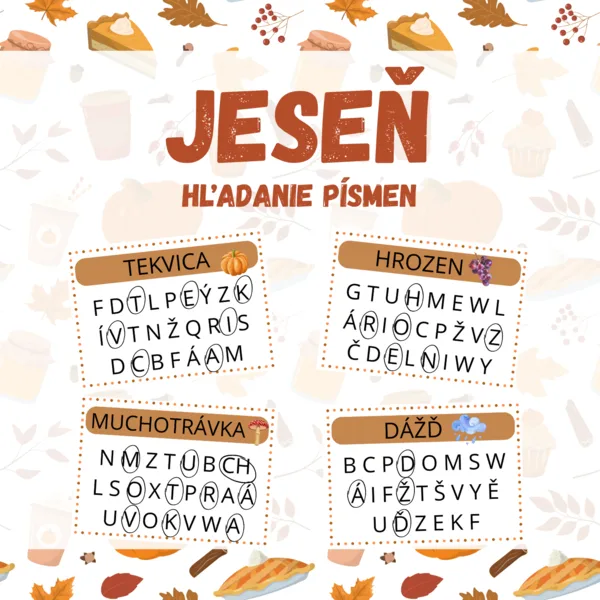 JESEŇ - hľadanie písmen