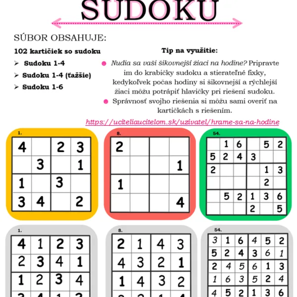SUDOKU do 6 
