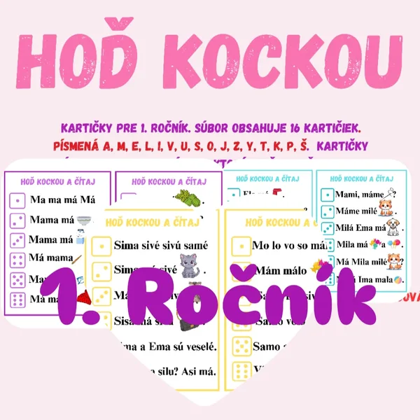 Hoď kockou - čítacie kartičky 1. časť