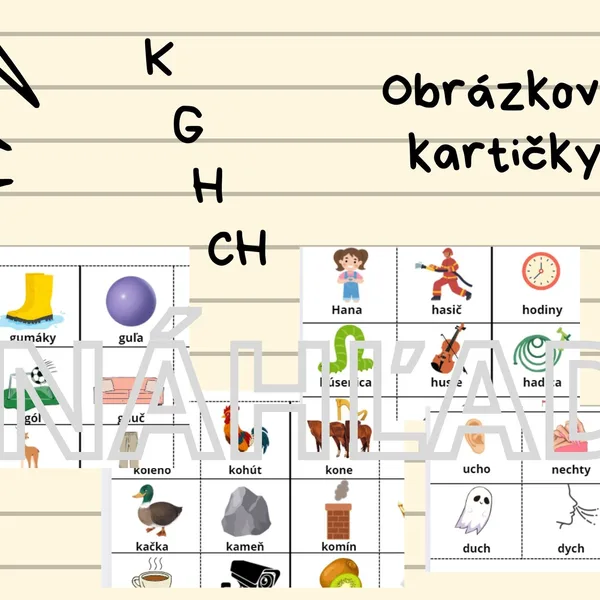 Artikulácia, výslovnosť - hlásky K,G,H,CH - obrázkové kartičky "na logopédiu"