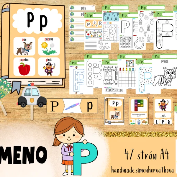 Písmeno P, Aktivity s písmenami, pracovné listy, Abeceda