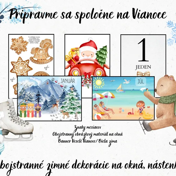 Výzdoba triedy, Zima , Vianočné dekorácie triedy, Dekorácie na okná