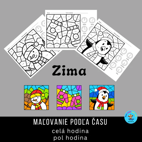 Maľovanie podľa času - zima - celá hodina a pol hodina