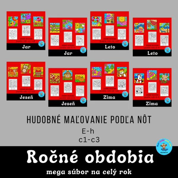 Hudobné maľovanie podľa nôt E-h-c1-c3 - ročné obdobia- mega súbor