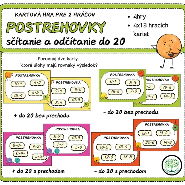 POSTREHOVKY - sčítanie a odčítanie do 20