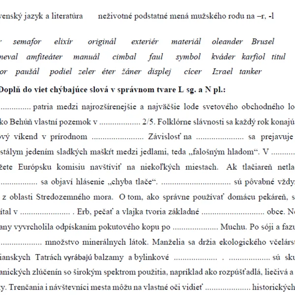 Neživotné podstatné mená mužského rodu na -r, -l II. časť