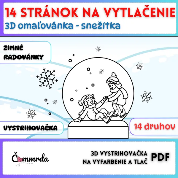 3D omaľovánka - snežítka