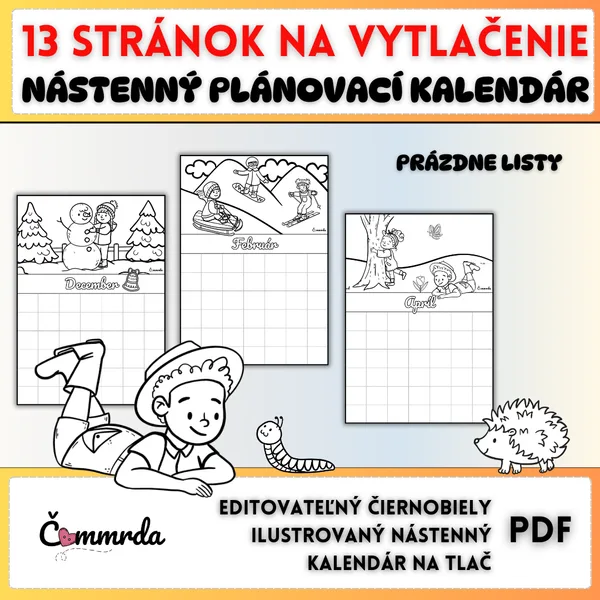 Editovateľný nástenný plánovací kalendár