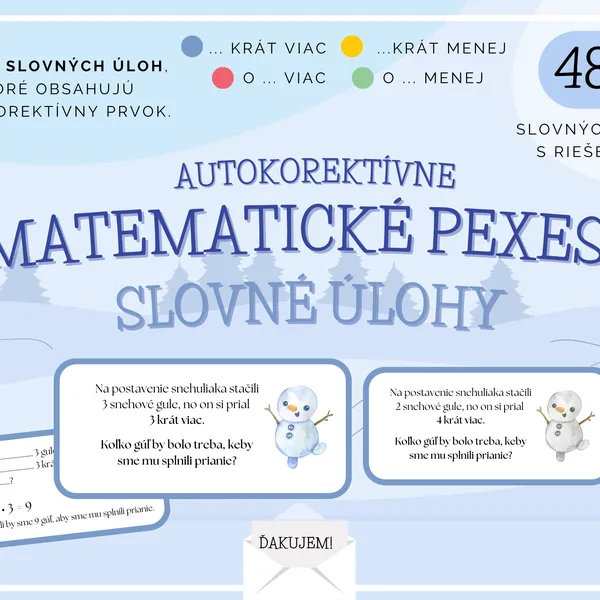 Slovné úlohy - Autokorektívne pexeso