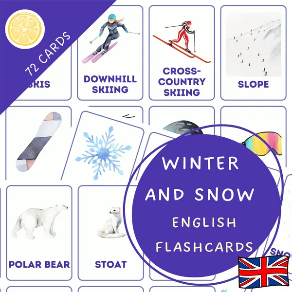 WINTER AND SNOW - English flashcards - Obrazové demonstračné kartičky v angličtine.