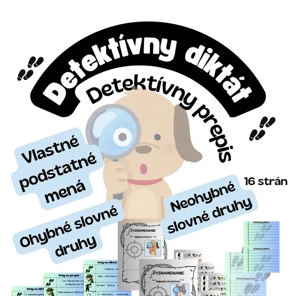 Detektívny behací diktát a prepis - slovné druhy