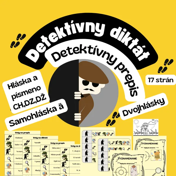 Detektívny behací diktát a prepis -samohlásky, dvojhlásky