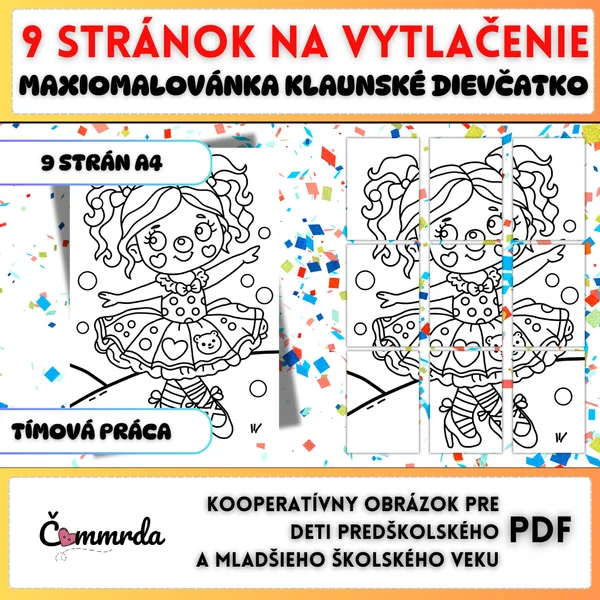 Autorská maxi omaľovánka - klaunské dievčatko