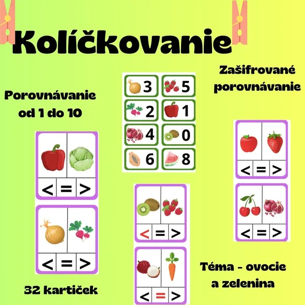 Kolíčkovanie - porovnavanie čísel