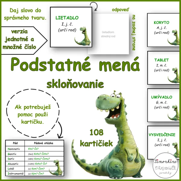 Podstatné mená - skloňovanie (verzia jednotné a množné číslo)
