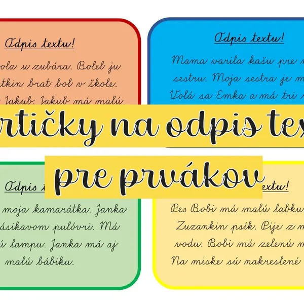 Kartičky na odpis textu