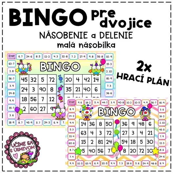 Hra BINGO pre dvojice - malá násobilka