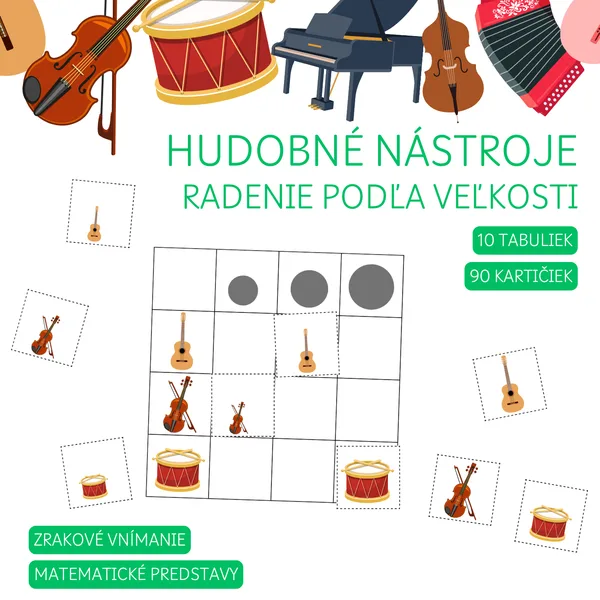 HUDOBNÉ NÁSTROJE - radenie podľa veľkosti