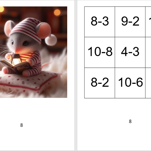 Matematické pexeso, odčítanie do 10
