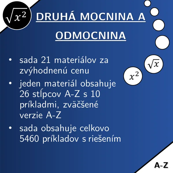 Druhá mocnina a druhá odmocnina | matematika | zvýhodnená sada