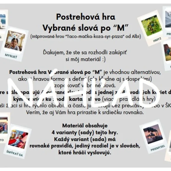 Postrehová hra - Vybrané slová po "M"