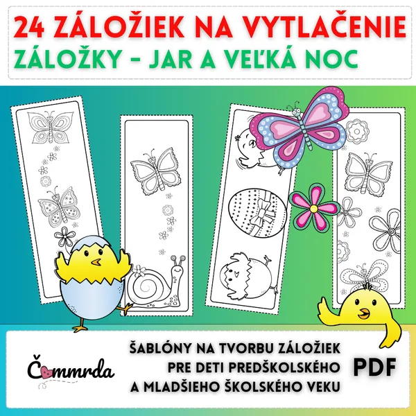 Záložky do knižky - Jar a Veľká noc - Omaľovánky