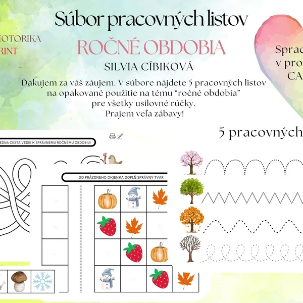 Ročné obdobia - časové vzťahy - pracovné listy