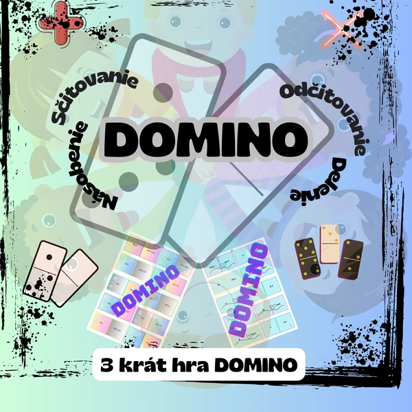 DOMINO - násobenie, delenie v obore do 100, sčitovanie a odčitovanie do 1000 bez prechodu cez základ 10