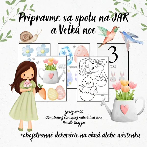 Výzdoba triedy, Jar, Jarné dekorácie triedy, Dekorácie na okná, Veľká noc