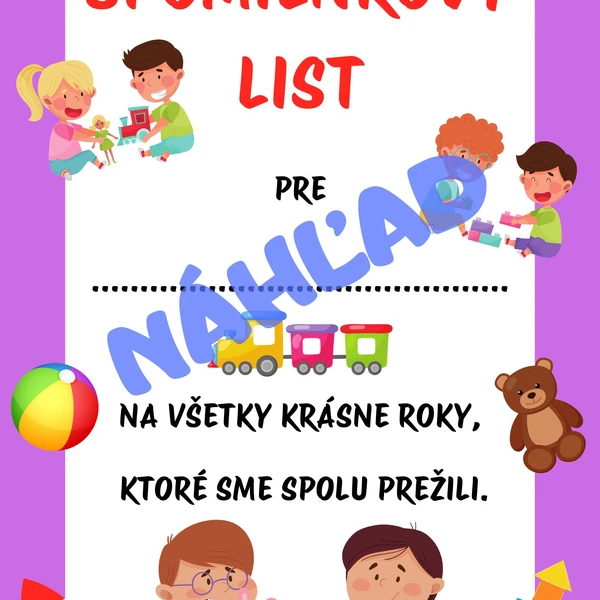 Spomienkový list na MŠ