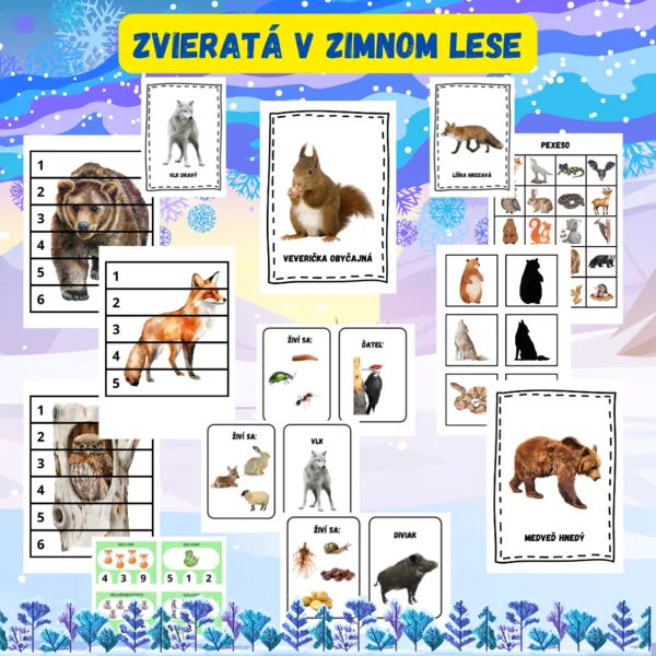 Zvieratá v zimnom lese 