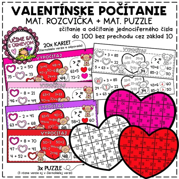 VALENTÍN - mat. rozcvička + puzzle