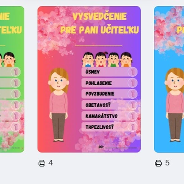 VYSVEDČENIE PRE PANI UČITEĽKU
