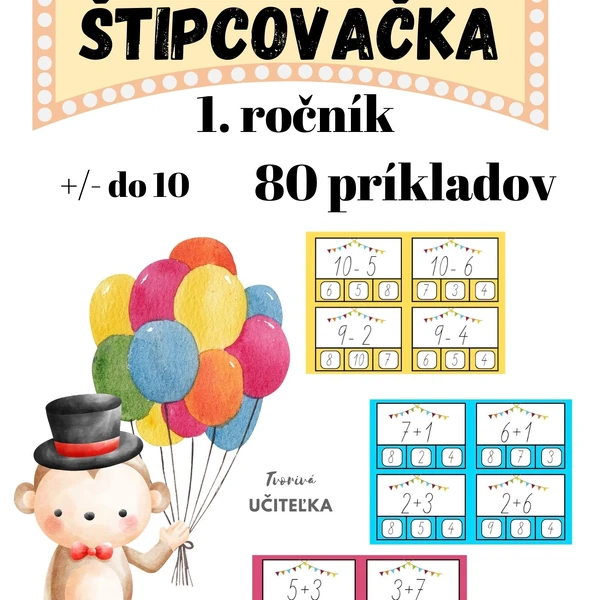 Štipcovačka - sčítanie a odčítanie do 10