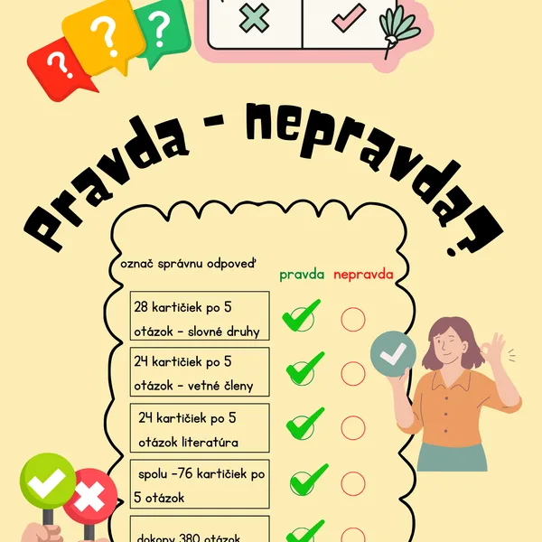 Slovenčinársky šprint -pravda/nepravda