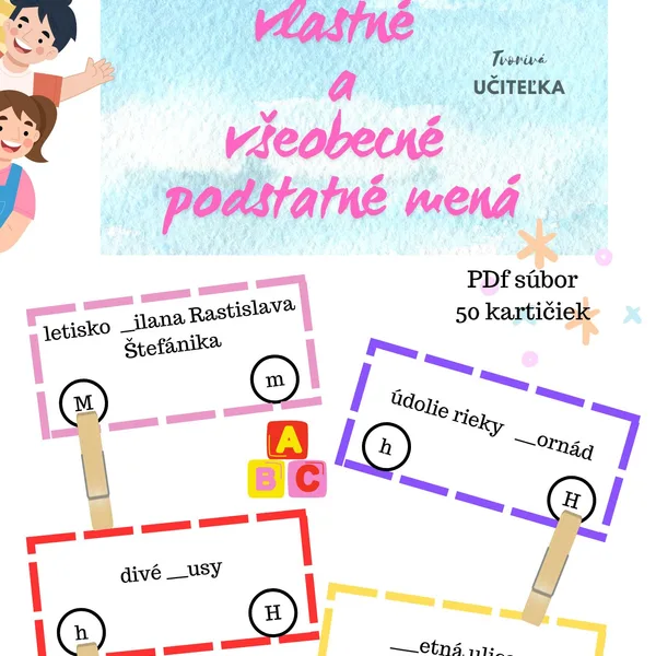 Vlastné a všeobecné podstatné mená - štipcovačka
