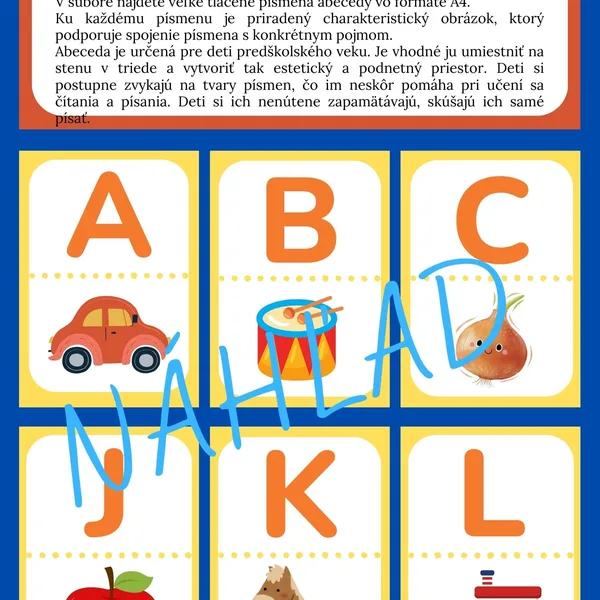 Abeceda pre MŠ - veľké tlačené písmená
