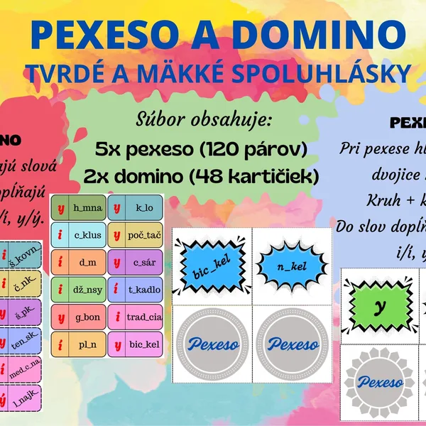 Tvrdé a mäkké spoluhlásky - pexeso a domino