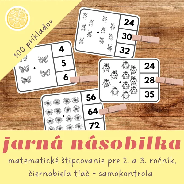 OBRÁZKOVÁ MALÁ NÁSOBILKA | KARTIČKY NA ŠTIPCOVANIE