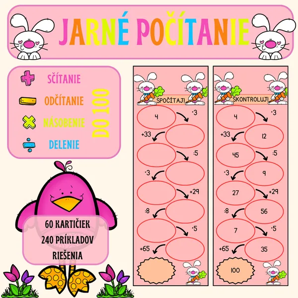 JARNÉ POČITANIE DO 100 (+ - : x)