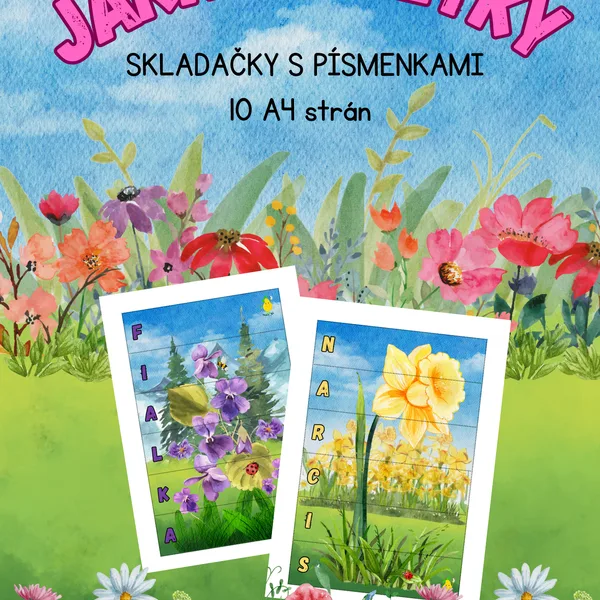 Jarné kvietky - skladačky s písmenkami 