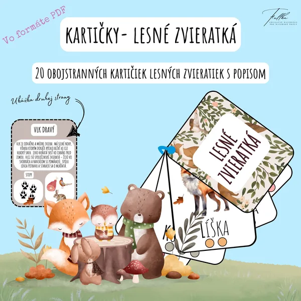 Kartičky- Lesné zvieratá, les