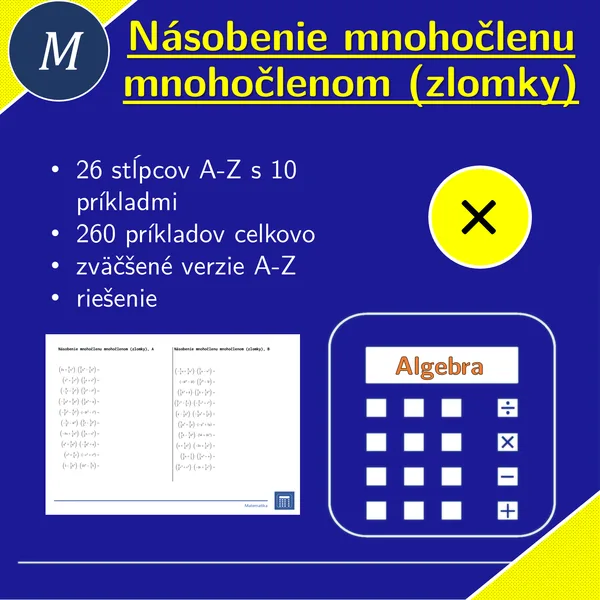Násobenie mnohočlenu mnohočlenom (zlomky) | matematika, algebra | 26 stĺpcov