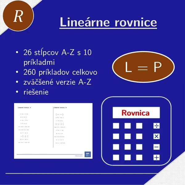 Lineárne rovnice | matematika, algebra | 26 stĺpcov