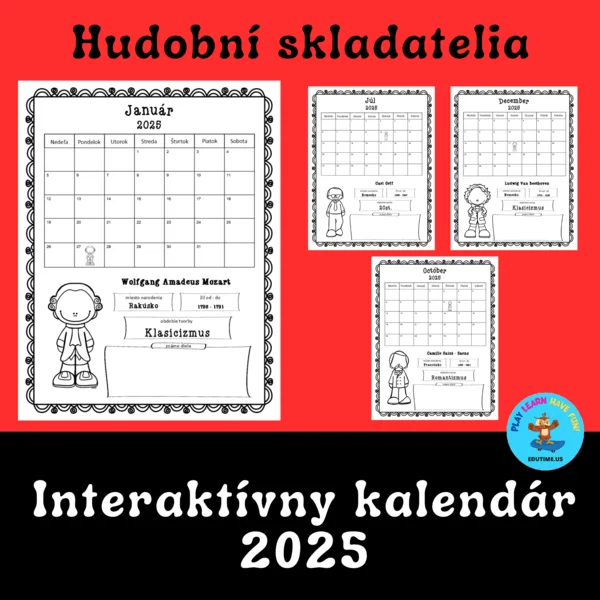 Hudobní skladatelia - interaktívny kalendár 2025