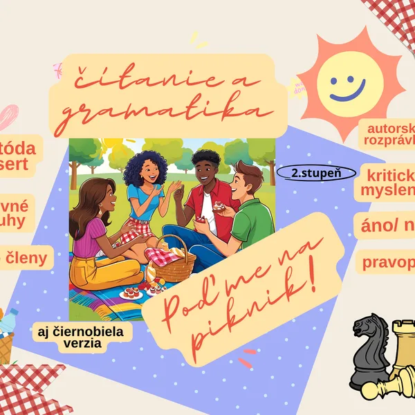 Poďme na piknik! čítanie a gramatika v jednom, čítanie s porozumením